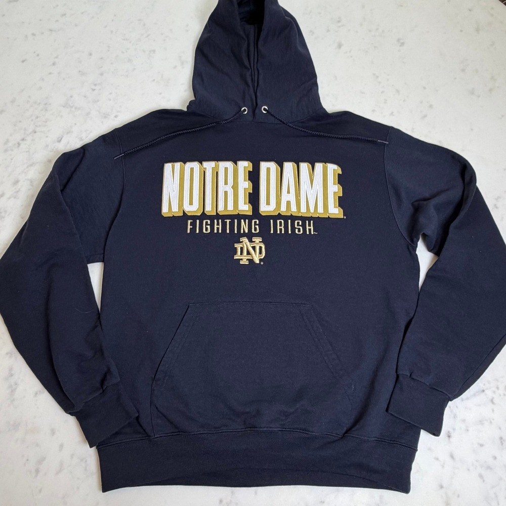 Champion Notre Dame Fighting‎ Irish Hoodie Navy Blue Embroidered Mens Medium